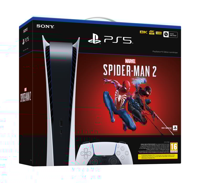 Pack Console Ps5 Standard Edition Digital + Marvel' Spider man 2 Sony - vue 2