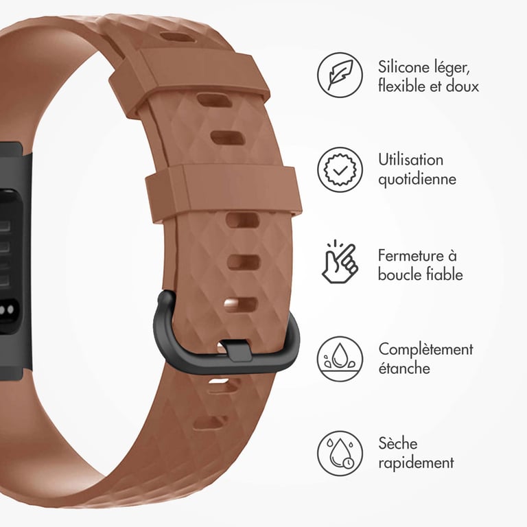 imoshion Bracelet silicone pour Fitbit Charge 3 / 4 - Marron - Neuf