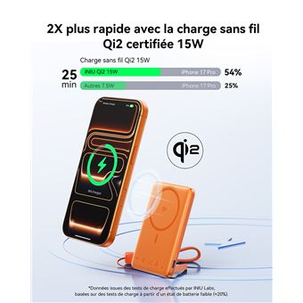 Powerbank MagPro Slim Magnet QI2 avec câble USB Type C 5000 mAh - vue 4