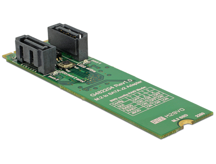 Carte D'Adaptateur DeLOCK 62961 – M.2 vers 2 x SATA 6 Gbps