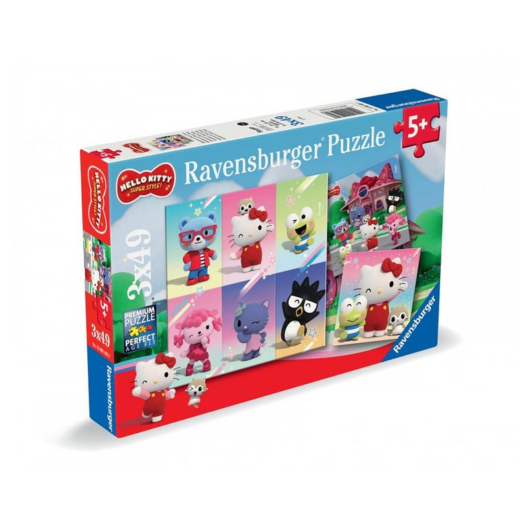 Puzzles 3x49 pièces : Hello Kitty Aventures à Cherry Town Ravensburger France - vue 3