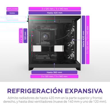 NZXT H9 Flow Midi Tower Negro