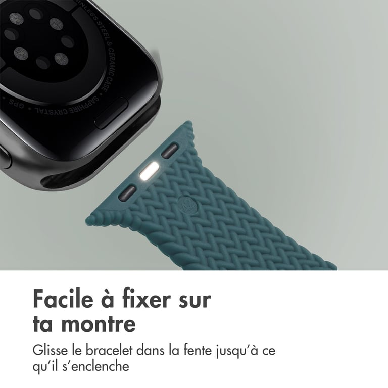 imoshion Bracelet tressé en silicone pour Apple Watch | 44/45/46/49 mm - Vert foncé - Neuf