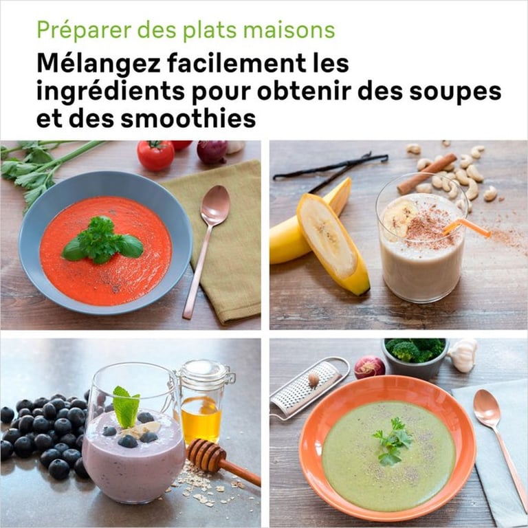 Mixeur Plongeant Braun MQ3000WH Smoothie Plus – 700 W, 2 Vitesses, Pied Mixeur - vue 3