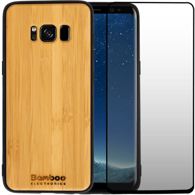 Coque Galaxy S8 Bois Bambou & TPU - Verre Trempé 9D Offert - Légère & Résistante - Protection Élégante pour Votre Téléphone
