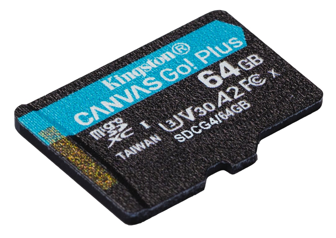 Kingston Technology Carte microSDXC Canvas Go Plus Gen4 200 Mo/s A2 U3 V30 64 Go + adaptateur - Neuf
