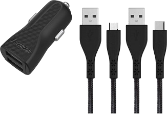 ENERGIZER CAR CHARGER LW 2.4A 2USB+USB-C2.0 +Micro Cable Bk