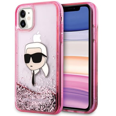 Funda Karl Lagerfeld Glitter Karl Head para iPhone 11/XR, rosa