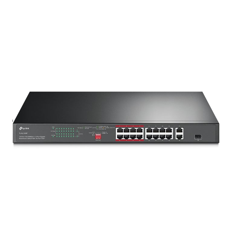 TP LINK JetStream TL SL1218P V1 Commutateur non géré 16x10100 PoE+ Montable sur rack PoE+ - vue 4