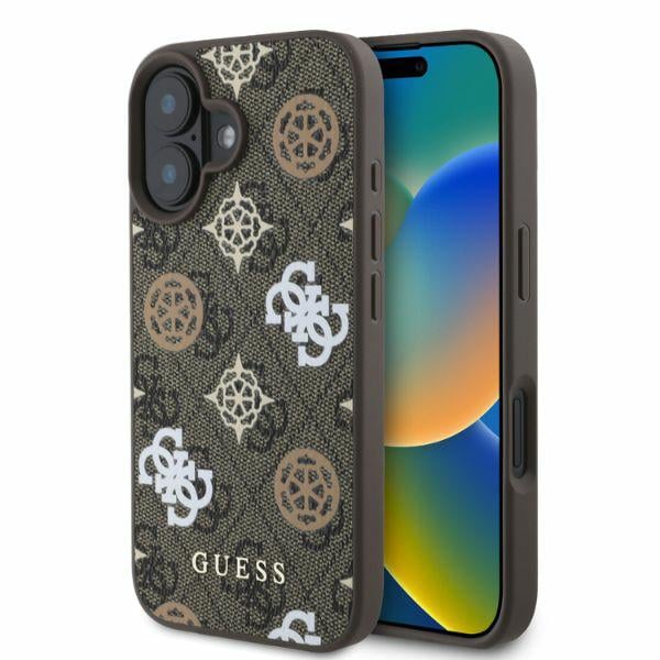 Guess Étui pour iPhone 16 6.1 étui rigide Peony On 4G Background MagSafe