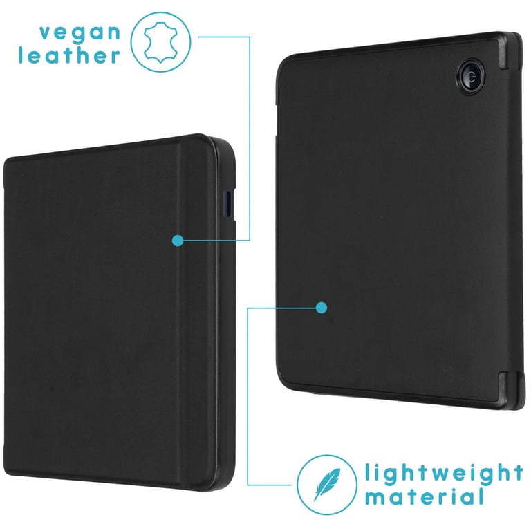 imoshion Étui de liseuse portefeuille Slim Hard pour Kobo Libra 2 / Tolino Vision 6 - Noir - Neuf