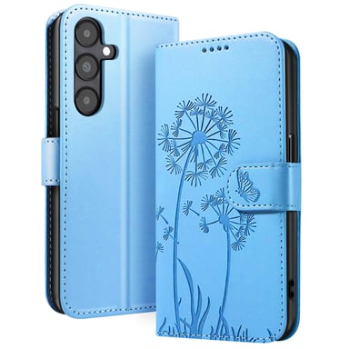 Zanaé Funda tipo cartera para Galaxy A05s diseño premium de flores y mariposas Azul Claro