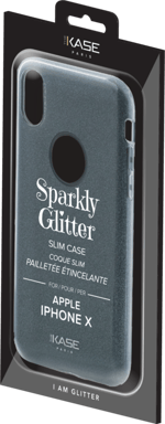 Coque slim pailletée étincelante pour Apple iPhone X, Noir