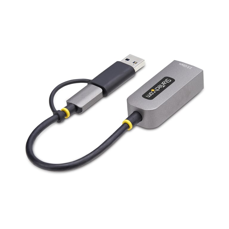 StarTech.com Adaptateur 2.5GbE USB-C vers Ethernet avec Convertisseur USB-A, NBASE-T NIC, USB 3.0 Type-C 2.5/1G Réseau Multi Speed, Compatible Thunderbolt, Windows & Mac - Neuf