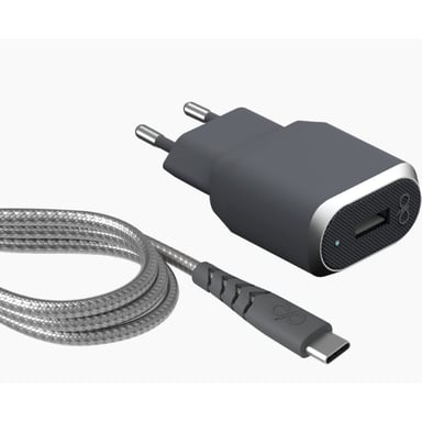 Caricabatterie intelligente da 3A IC per la casa + cavo USB A/USB C rinforzato con garanzia a vita Grey Force Power
