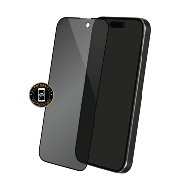 Protector de pantalla de vidrio templado de privacidad (cobertura del 100 %) para Apple iPhone 15 Pro, color negro