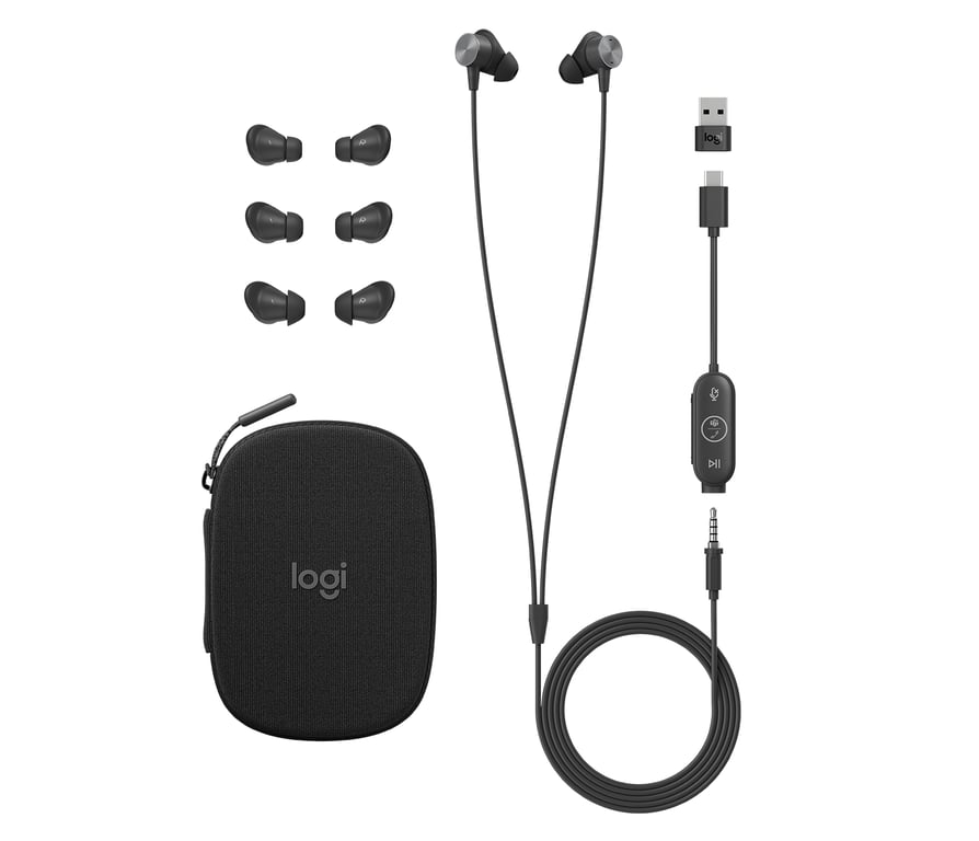 Logitech Zone Filaire Earbuds Micro casque intra auriculaire filaire jack 3 5mm isolation acoustique Certifié pour Microsoft Teams - vue 3