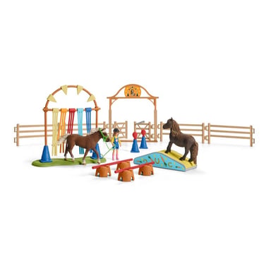Set d'Entraînement d'Agilité pour Poney avec Figurines et Objets de Jeu