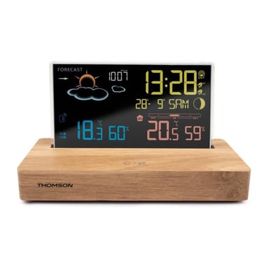 THOMSON Reloj despertador y estación meteorológica con pantalla digital Negro