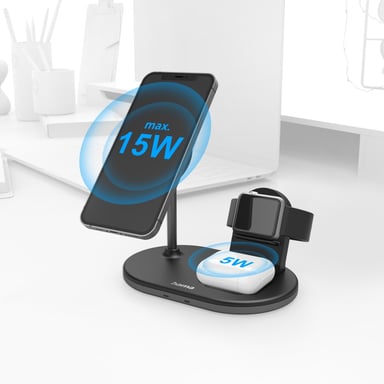 Hama MagCharge Multi Casque, Smartphone, Montre Noir Secteur Recharge sans fil Charge rapide Intérieure