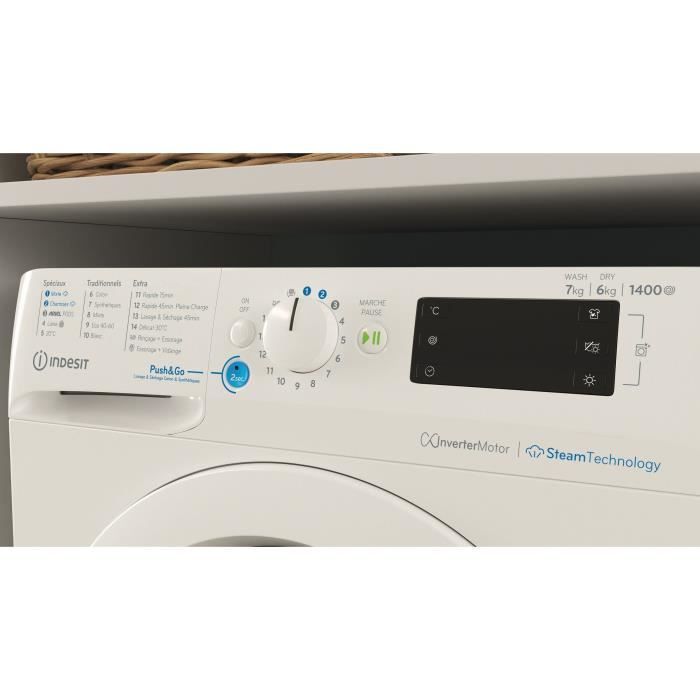 INDESIT Lave linge séchant frontal 7 kg BDE76435WVFR - vue 7