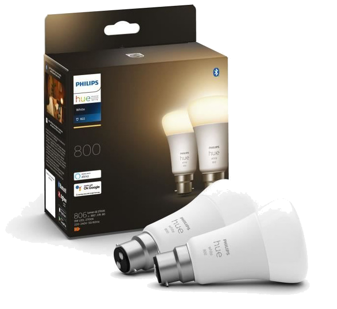PHILIPS Hue White - Ampoule LED connectée 9,5W - B22 - Compatible Bluetooth - Pack de 2