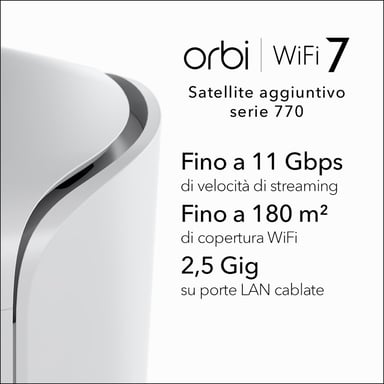 NETGEAR Orbi 770 Tri-band (2,4 GHz / 5 GHz / 6 GHz) Wi-Fi 7 (802.11be) Bianco 7 Interno