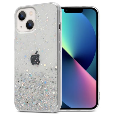 Coque pour Apple iPhone 14 PLUS en Transparent avec Paillettes Housse de protection Étui en silicone TPU flexible avec paillettes scintillantes