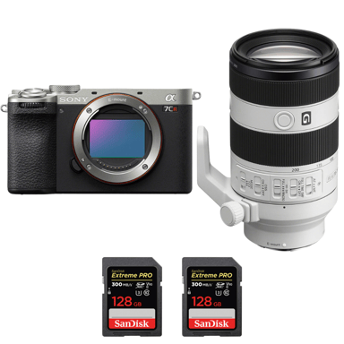 Appareil photo hybride Sony A7CR Silver + FE 70-200mm f/4 Macro G OSS II + 2 SanDisk 128GB Extreme PRO UHS-II + Ebook ''20 astuces pour des images qui claquent''