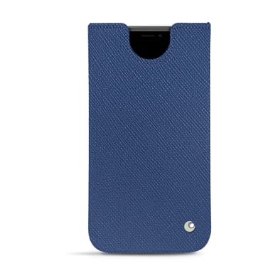 Pochette cuir Apple iPhone 11 Pro Max - Pochette - Bleu - Cuir saffiano