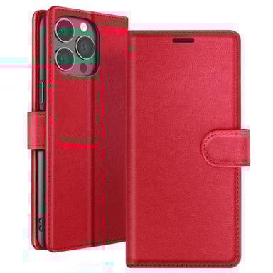 Zanaé Funda tipo cartera para iPhone 13 Pro con soporte y lengüeta magnética Rojo