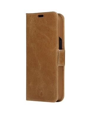 DBRAMANTE1928 Funda con cierre para iPhone 14 Pro Max en piel de Copenhague con tarjetero Marrón claro