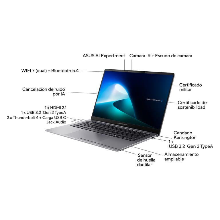 Ordinateur Portable Asus ExpertBook P5 P5405CSA NZ0154X 14 intel core ultra 5 RAM SSD Espagnol Qwerty - vue 4