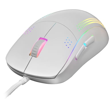 Mars Gaming MMPROW, Ratón Ambidiestro Ultra-Ligero, RGB Chroma, Óptico 32000 DPI, Blanco
