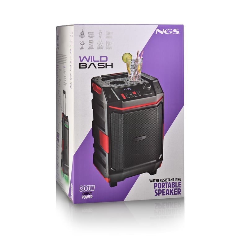 Enceinte Portable NGS WILD BASH 300W – Bluetooth 5.4, IPX6, Trolley - vue 2