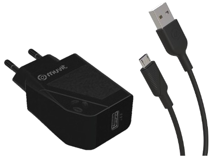 Muvit For Change Pack Chargeur Secteur 12W + Cable Micro Usb 1.2M Noir