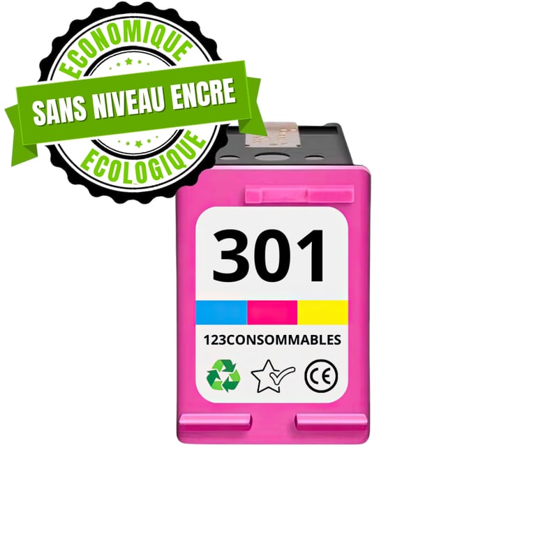 123CONSOMMABLES 301 Cartouches d'encre Remplacement pour HP Couleur pour HP 301 Encre pour DeskJet 1000 1050 2050 2510 Envy 4500 4502 5530 OfficeJet 2620 4630 4632 sans puce Neuf