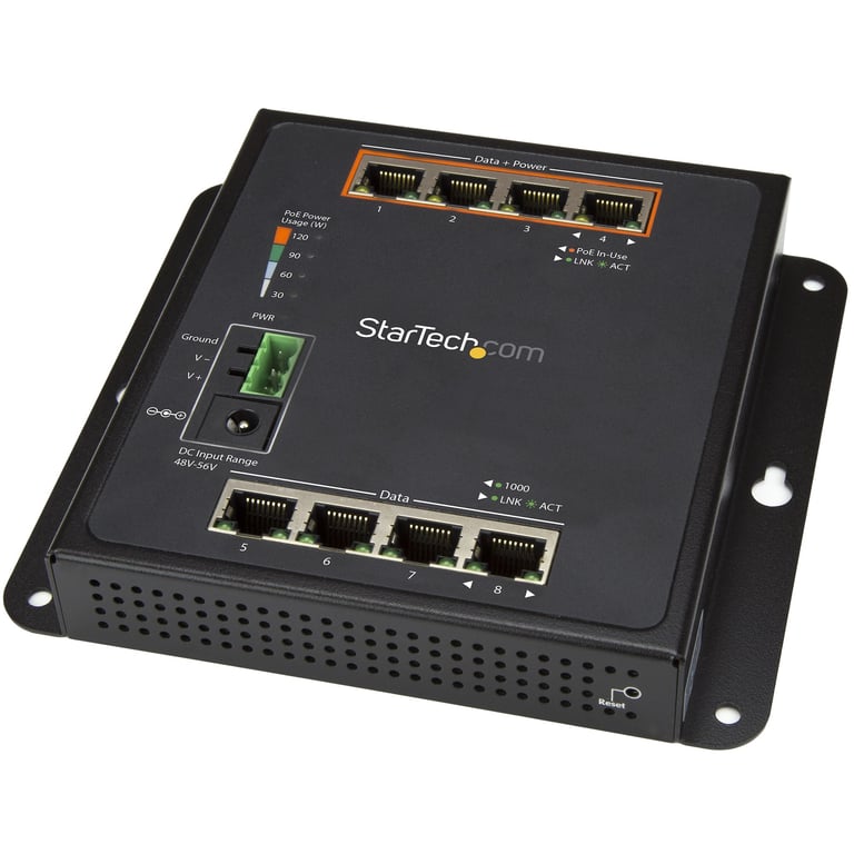 StarTech.com Switch Gigabit Ethernet géré à 8 ports 4 PoE+ Fixation murale et accès en façade IES81GPOEW Commutateur Géré 4 x 101001000 + 4 x 101001000 PoE+ fixation murale ... - vue 2
