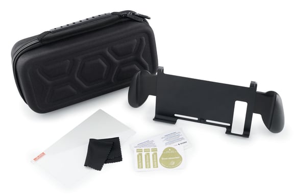 Switch Pack: funda de transporte + pantalla protectora + asas antideslizantes