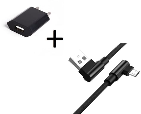 Pack pour Smartphone Micro USB (Cable 90 degres Fast Charge + Prise Secteur Couleur)