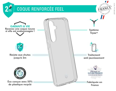 Coque renforcée Samsung Galaxy A55 5G FEEL Origine France Garantie 2m Transparente + Garantie à vie - Origine France Garantie Force Case