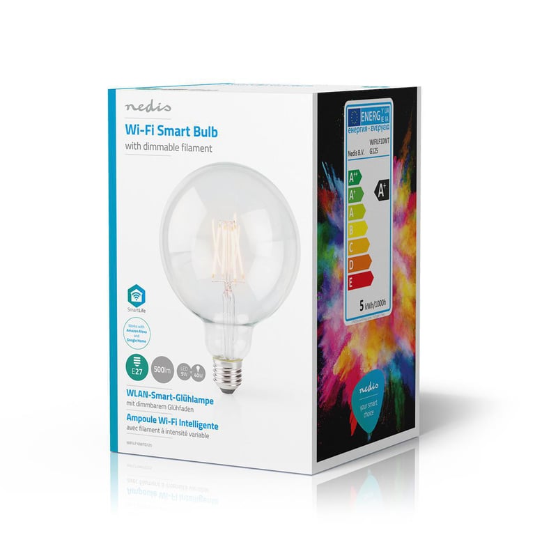 Nedis Wifi Smart Led Filament Glühlampe Wifilf10wtg125 E27 125 Mm 500 Lm - vue 3