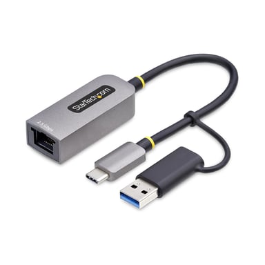 StarTech.com Adaptador de Red Ethernet USB Tipo C a RJ45 - Adaptador de Red USB-C con Conversor USB-A - NBASE-T - USB 3.1 - Compatible con Thunderbolt - para Windows y Mac