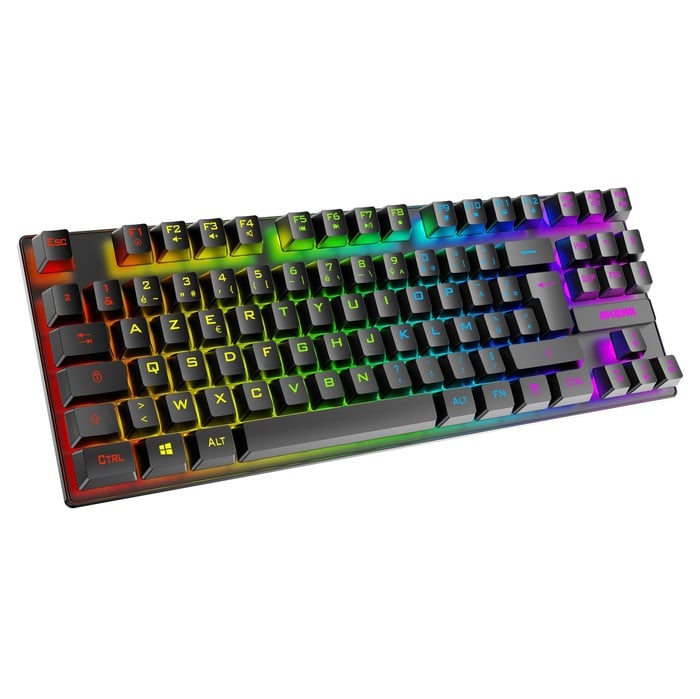 AKUMA - Clavier Gaming à Membrane SHÔNEN T02 TKL 88 Touches Rétroéclairées LED RGB Programmable - Filaire USB - AZERTY Français - Compact sans Pavé Numérique - Neuf