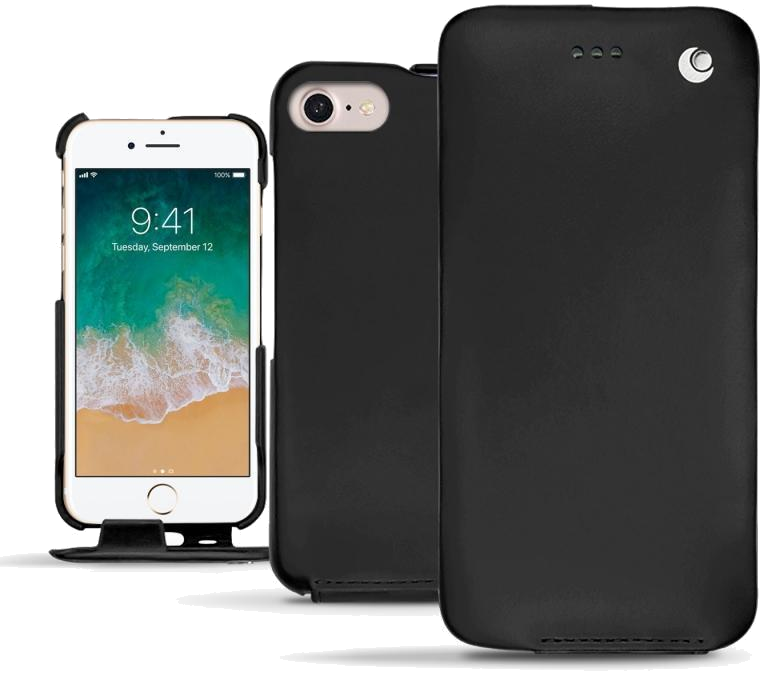 Housse cuir Apple iPhone 7 - Rabat vertical - Noir - Nappa - Black - NOREVE