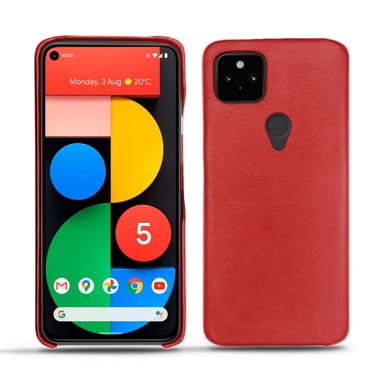 Coque cuir Google Pixel 5 - Coque arrière - Rouge - Cuir lisse premium