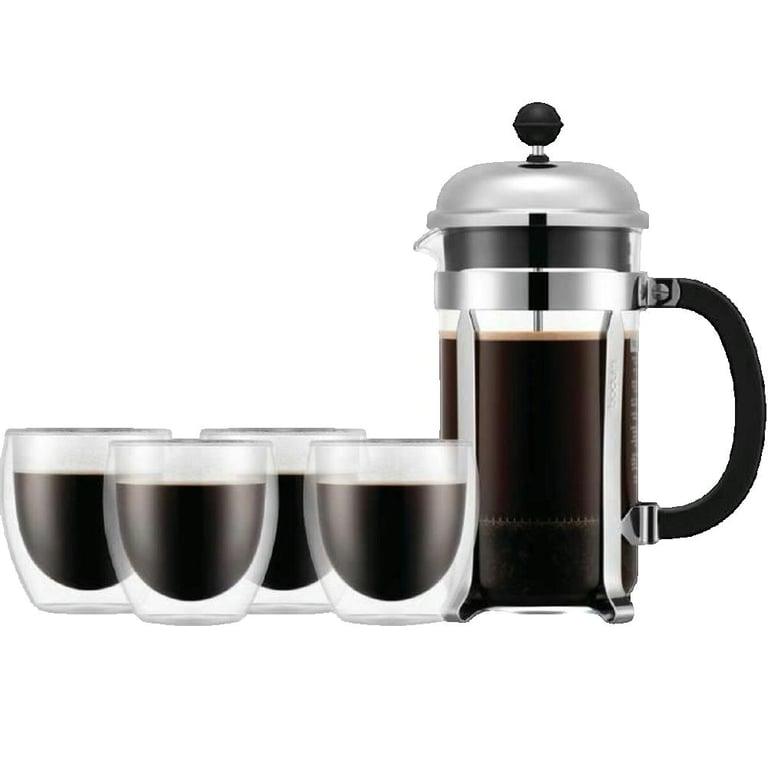 Cafetière à piston BODUM CHAMBORD SET 8 tasses 1.0 + 4 verres PAVINA double paroi 25 cl - vue 3