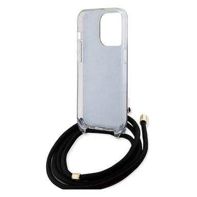 Custodia Guess per iPhone 15 Pro Max 6,7'' nero Custodia rigida Crossbody Cord 4G Print