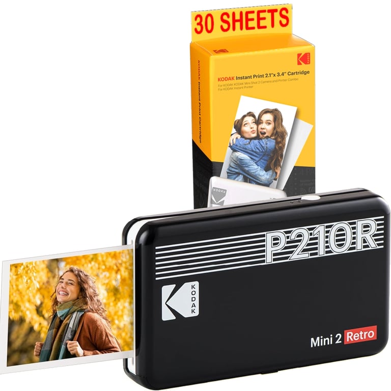 KODAK Pack Mini Imprimante P210 Retro 2 + Cartouche et papier pour 30 photos Imprimante Connectée Bluetooth Photos format CB 5 3 x 8 6 cm Batterie Lithium Sublimation Thermique 4Pass Neuf - vue 8