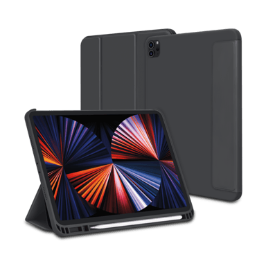 Funda blanda de gel desmontable con soporte para bolígrafo para iPad Pro de 11 pulgadas de 3ª generación, negro satinado